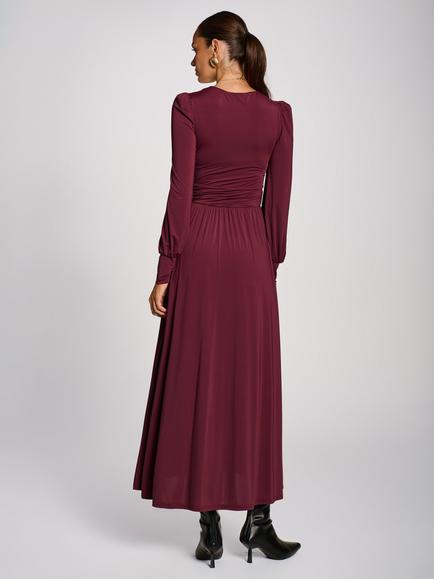 Jolie Moi Jersey Long Sleeve Maxi Dress, Burgundy - view 2, Burgundy