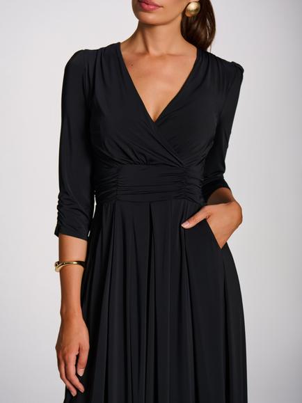 Jolie Moi Wrap Front Jersey Long Sleeve Maxi Dress, Black - view 2, Black