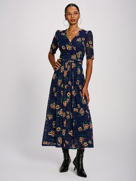Jolie Moi Floral Lace Maxi Dress, Navy, Navy
