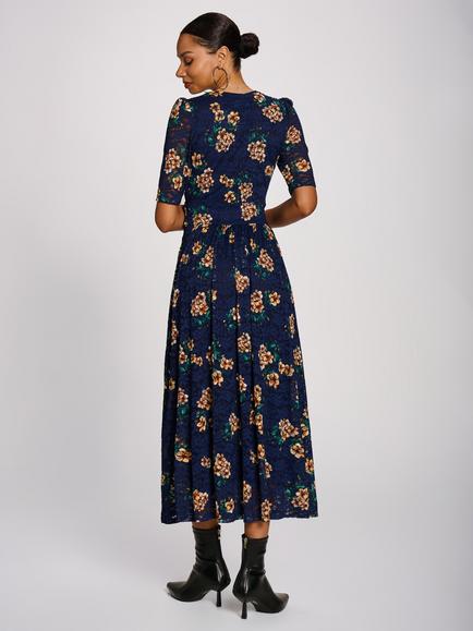 Jolie Moi Floral Lace Maxi Dress, Navy - view 2, Navy