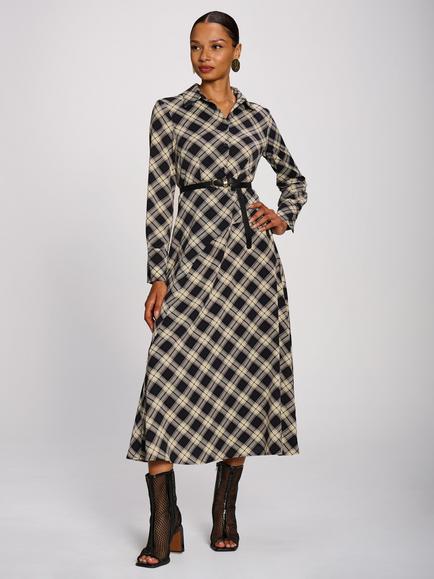 Jolie Moi Check Shirt Dress, Black, Black