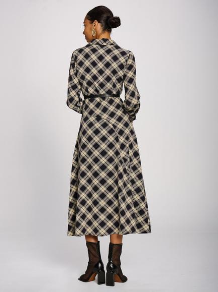 Jolie Moi Check Shirt Dress, Black - view 2, Black