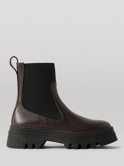 Whistles Hatton Chunky Leather Chelsea Boots, Chocolate, Chocolate