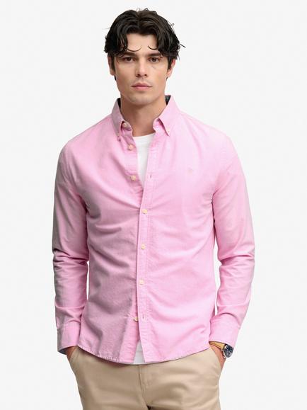 Superdry Preppy Oxford Long Sleeve Shirt , Pink Chambray, Pink Chambray