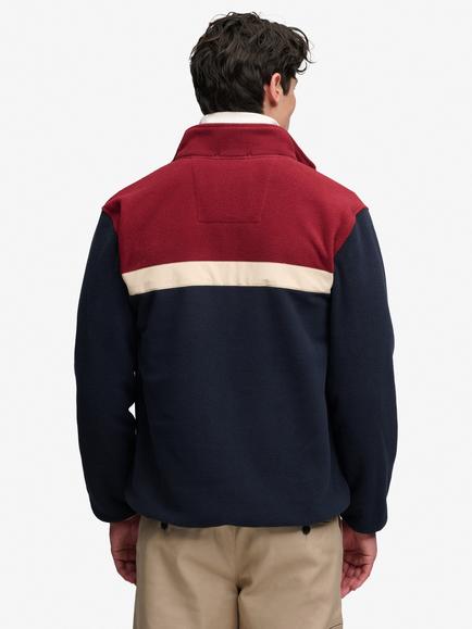 Superdry Tricolour Zip Through Fleece - view 2, Eclipse Navy/Red