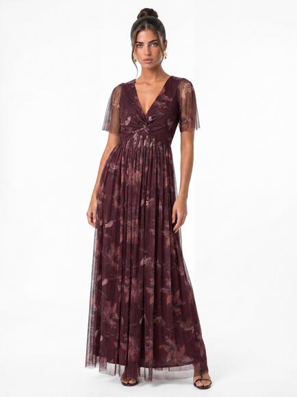 Anaya With Love Floral Print Twist Detail Maxi Dress, Fig, Fig