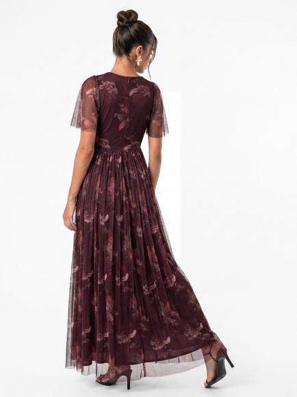 Anaya With Love Floral Print Twist Detail Maxi Dress, Fig - view 2, Fig