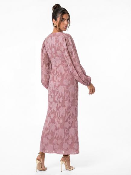 Anaya With Love Floral Burnout V Neck Long Sleeve Midaxi Dress, Twillight Mauve - view 2, Twilight Mauve