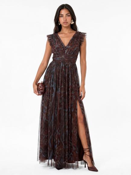Anaya With Love Animal Print Flutter Sleeve Maxi Dress, Multi, Multi