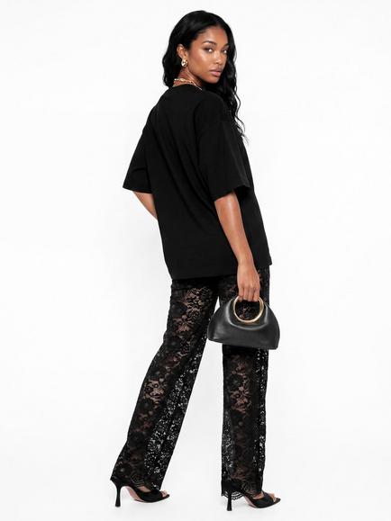 Maya Deluxe Floral Lace High Waist Trousers, Black - view 2, Black