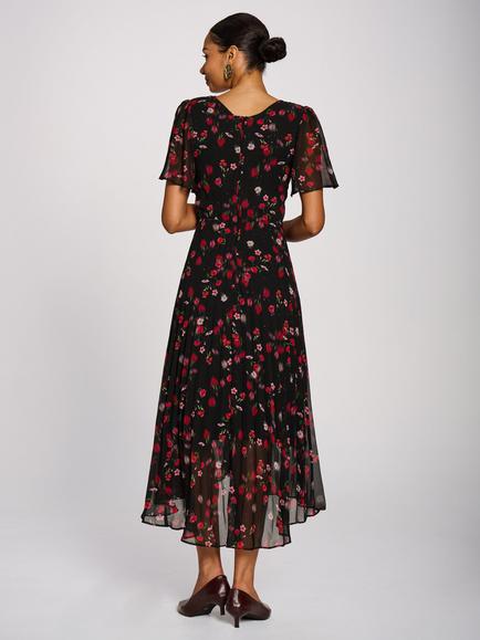 Jolie Moi Blurred Floral Chiffon Maxi Dress, Red - view 2, Red