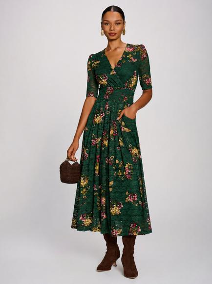 Jolie Moi Floral Lace Maxi Dress, Green, Green