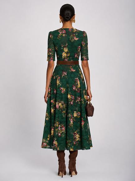 Jolie Moi Floral Lace Maxi Dress, Green - view 2, Green