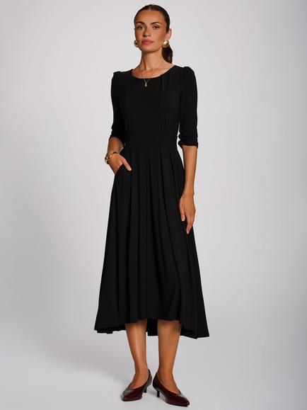 Jolie Moi Round Neck Midi Dress, Black, Black