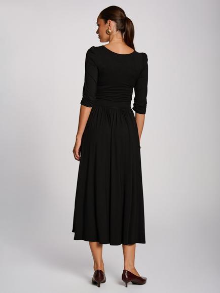 Jolie Moi Round Neck Midi Dress, Black - view 2, Black