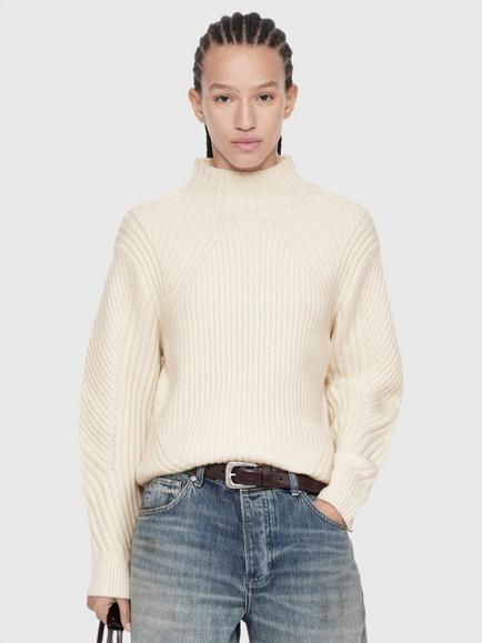 AllSaints Sadie Textured Wool Jumper, Chalk White, Chalk White