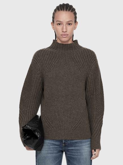 AllSaints Sadie Textured Wool Jumper, Fawn Brown, Fawn Brown