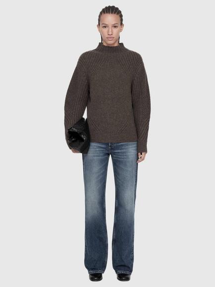 AllSaints Sadie Textured Wool Jumper, Fawn Brown - view 2, Fawn Brown