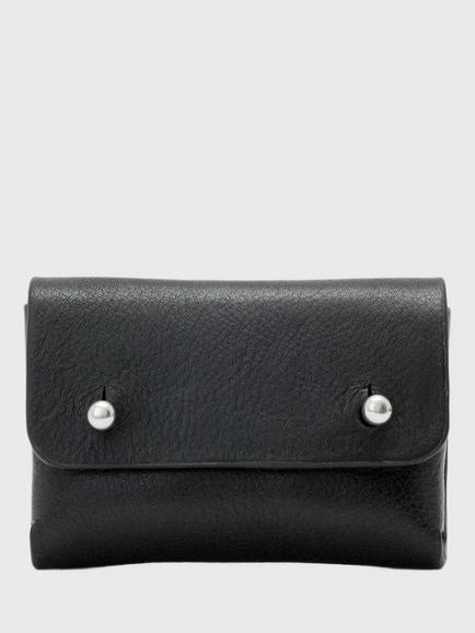AllSaints Stud Leather Card Holder, Black, Black
