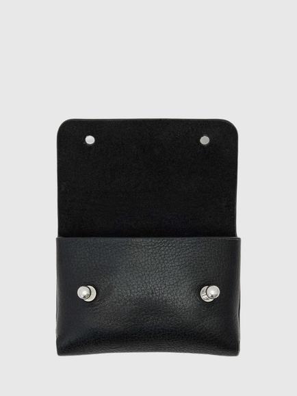 AllSaints Stud Leather Card Holder, Black - view 2, Black