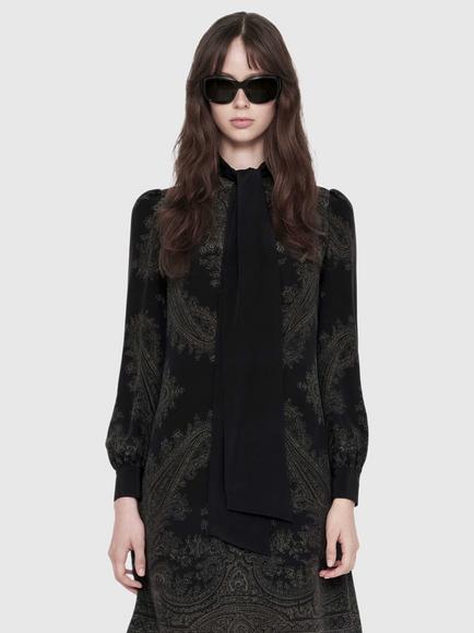 AllSaints Jamie Silk Abstract Print Mini Dress, Avalon Black, Avalon Black