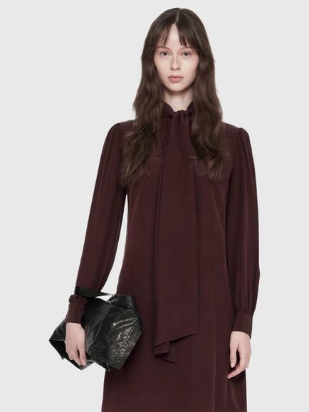 AllSaints Jamie Silk Mini Dress, Oxblood Red - view 2, Oxblood Red