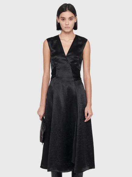 AllSaints Jeanne Sleeveless Wrap Midi Dress, Black, Black