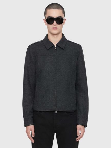 AllSaints Carlow Wool Rich Bomber Jacket, Grey Charcoal, Grey Charcoal