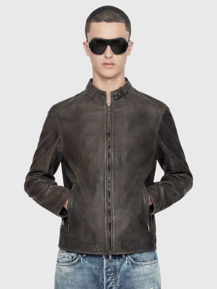 AllSaints Cora Leather Jacket, Grey, Grey