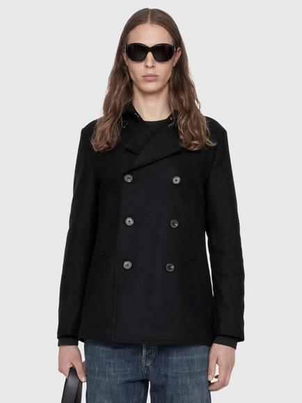 AllSaints Lagan Wool Rich Peacoat, Black, Black
