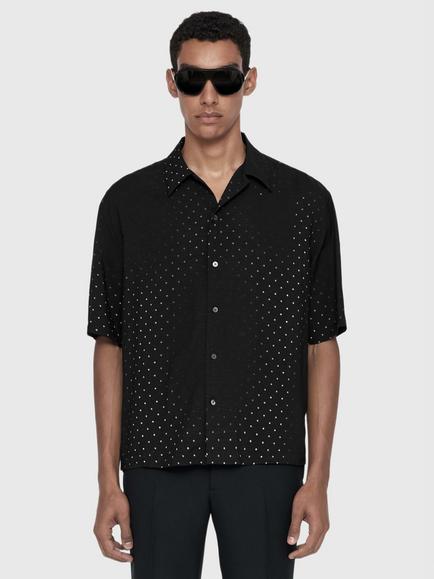 AllSaints Fade Loose Fit Polka Dot Shirt, Black, Black