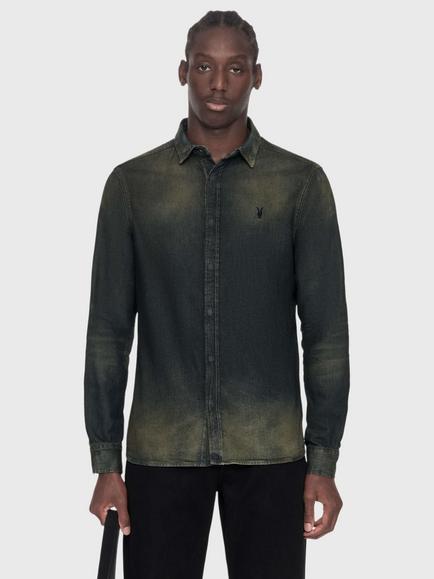 AllSaints Gleason Cotton Slim Fit Denim Shirt, Blue, Blue