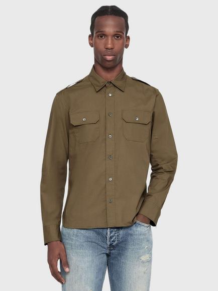 AllSaints Pure Cotton Long Sleeve Shirt, Green