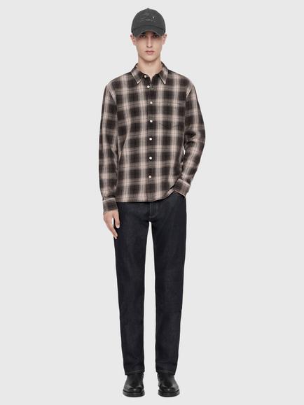 AllSaints Pure Cotton Long Sleeve Check Shirt, Brown - view 2, Brown