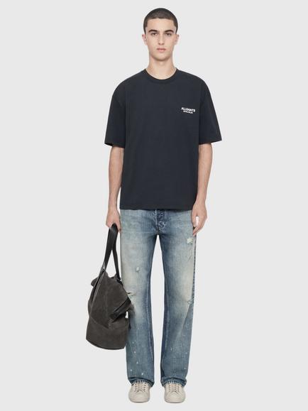 AllSaints Cotton Short Sleeve Crew Neck T-Shirt, Navy - view 2, Navy