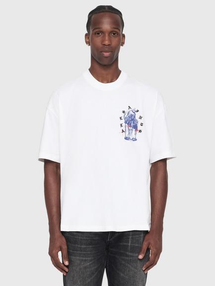 AllSaints Cotton Timer Print Short Sleeve Crew Neck T-Shirt, White