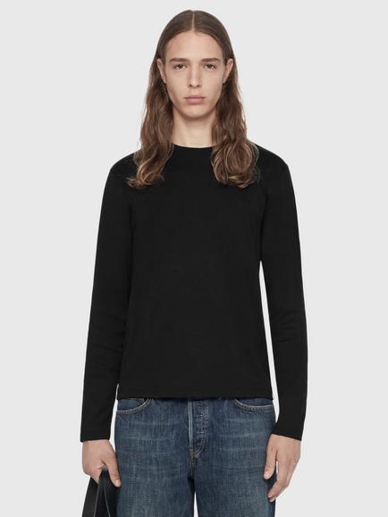 AllSaints Harris Cotton Long Sleeve Crew Neck T-Shirt, Jet Black