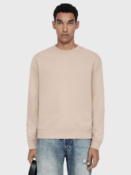 AllSaints River Cotton Crew Neck Sweatshirt, Taupe White