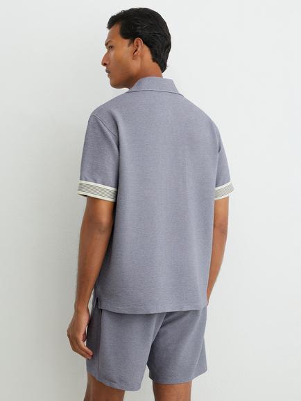 Reiss Dornie Cuban Short Sleeve Shirt, Airforce Blue - view 2, Airforce Blue
