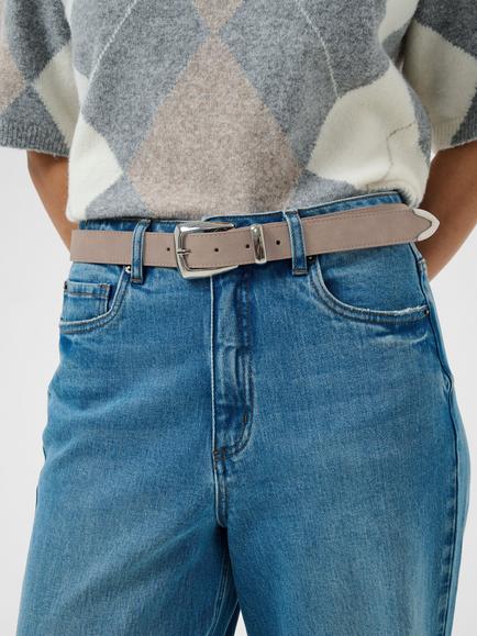 KAFFE Kamarigold Slim Belt, Taupe Grey/Silver - view 2, Taupe Grey/Silver