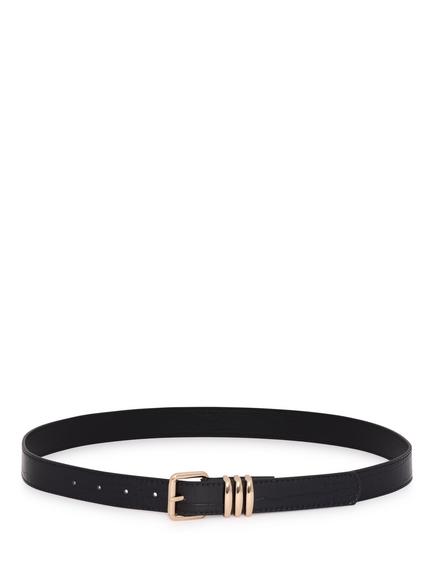 KAFFE Kasienna Buckle Belt, Black/Gold, Black/Gold