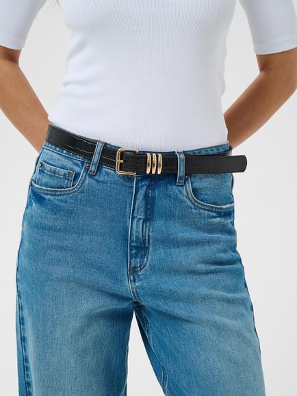KAFFE Kasienna Buckle Belt, Black/Gold - view 2, Black/Gold