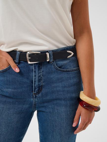 KAFFE Kamarigold Slim Belt, Black/Silver - view 2, Black/Silver