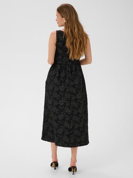 KAFFE Kacorbina Floral Boat Neck Midi Dress, Black - view 2, Black