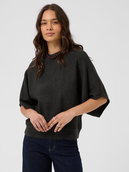 KAFFE Kabarbara Wing Sleeve Relaxed Knit Jumper, Dark Grey, Dark Grey