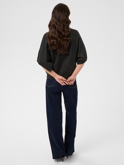 KAFFE Kabarbara Wing Sleeve Relaxed Knit Jumper, Dark Grey - view 2, Dark Grey