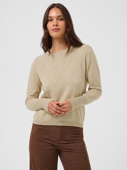 KAFFE Kalizza  Argyle Diamond Crew Neck Jumper, Feather Gray Melange
