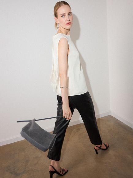 Whistles Fringe Back Sleeveless Blouse, Ivory - view 2, Ivory