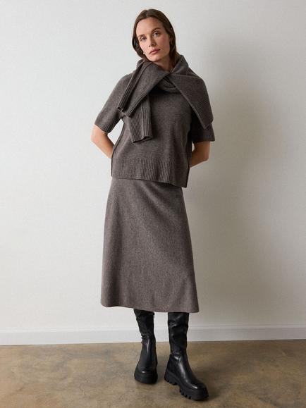 Whistles Pure Wool Midi Skirt, Neutral, Neutral