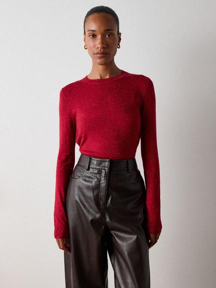 Whistles Annie Sparkle Crew Neck Jumper, Dark Red, Dark Red